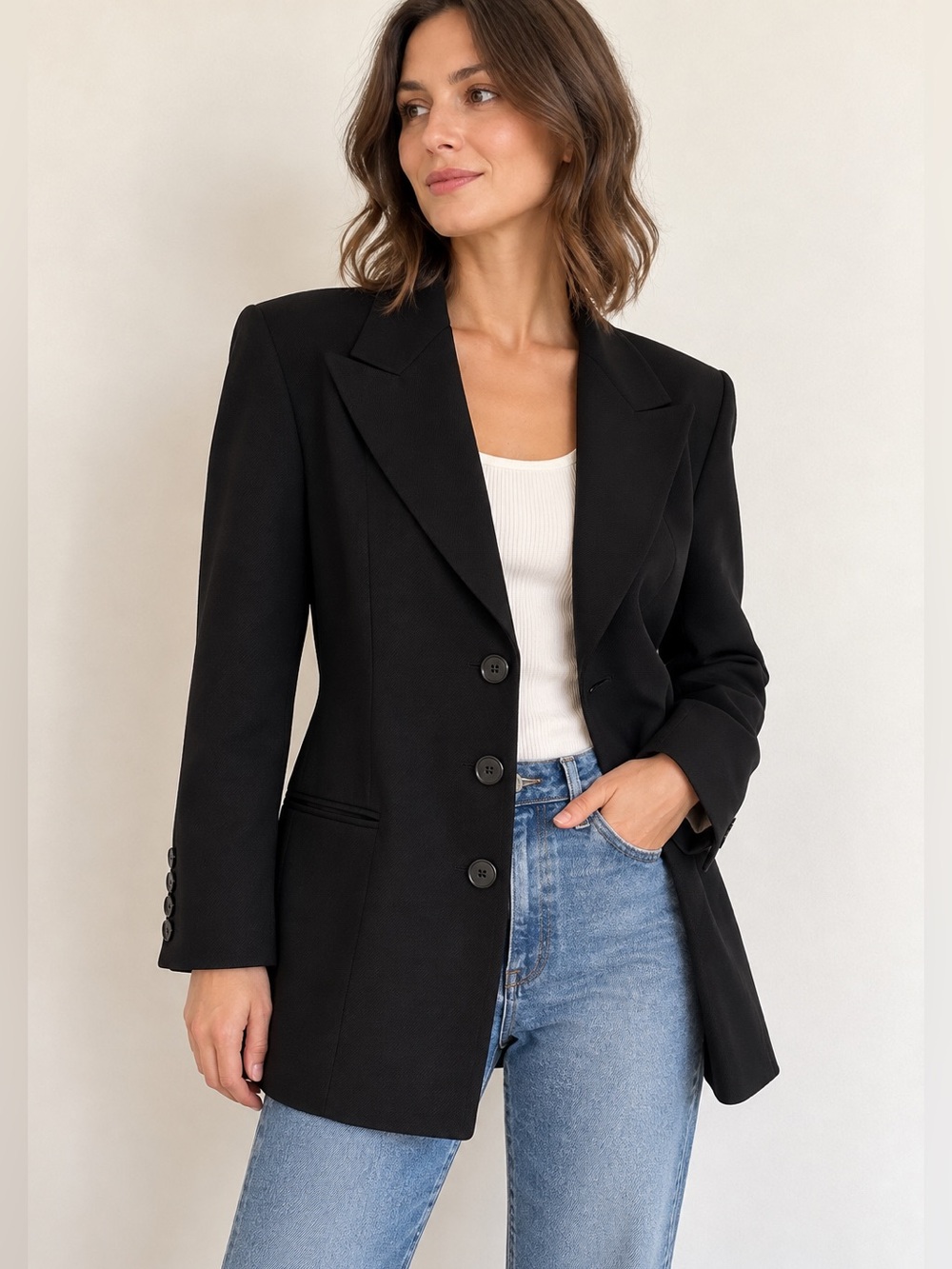 Vintage LNO Black Tailored Longline Blazer Size 11